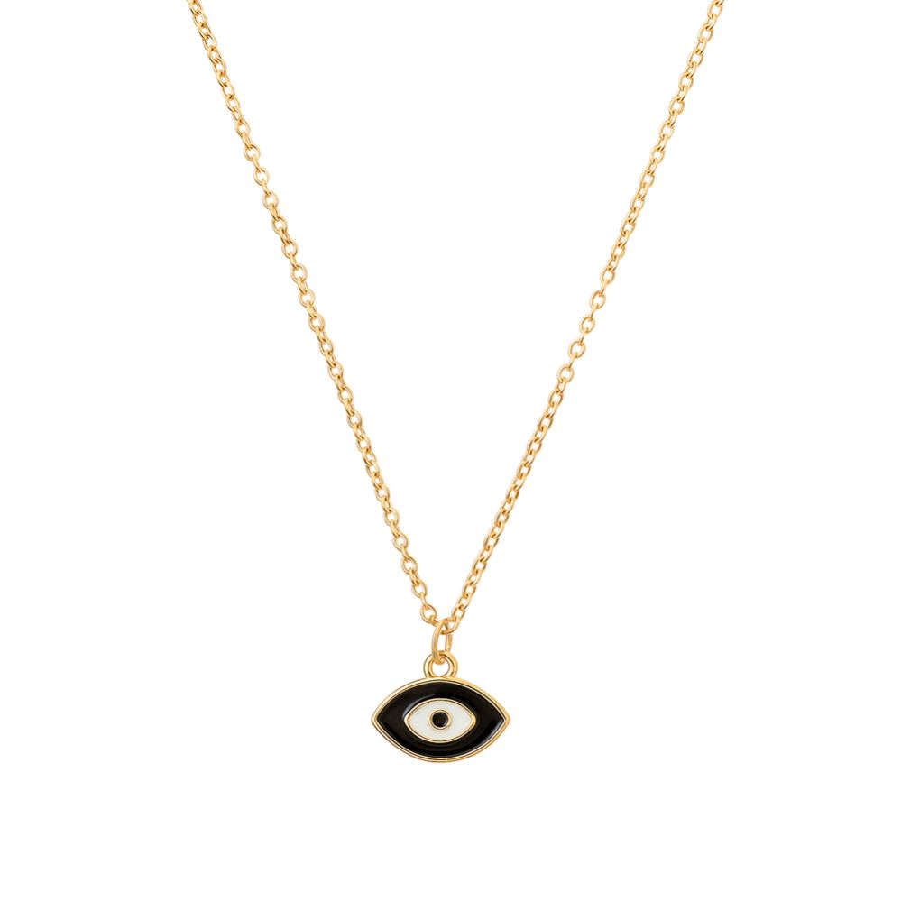 Midnight Gaze Necklace - Black & White Evil Eye Pendant in Gold?