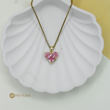 Blush CZ Heart Pendant Necklace